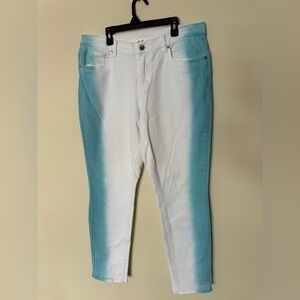 VENUS White and Blue Ombre Skinny Jeans